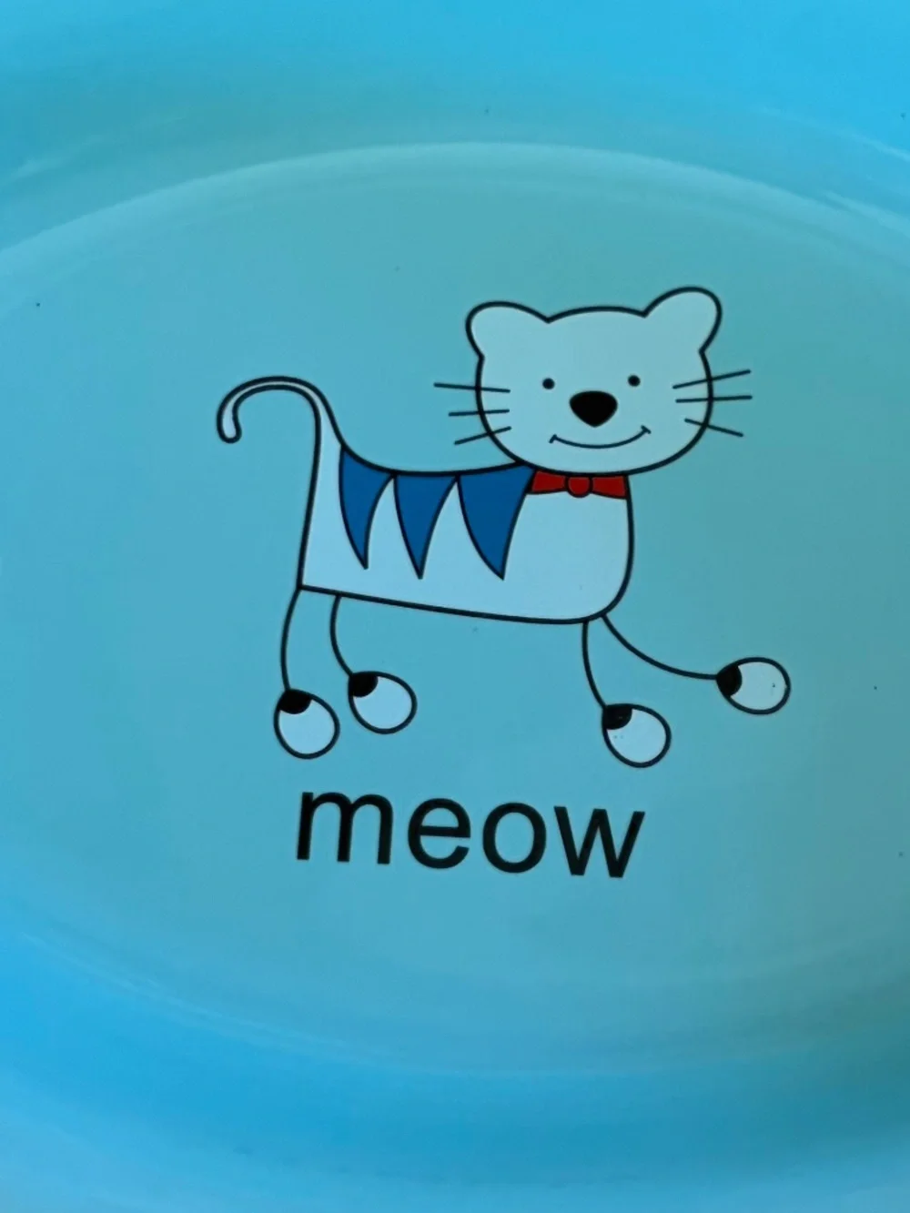 🐱 Whisker City “Meow” Cat Dish Bowl | Aqua Blue Ceramic Pet Bowl 🩵💚